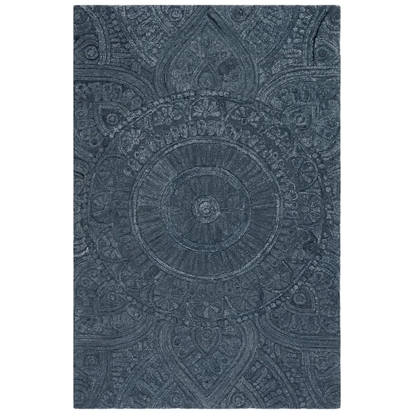 SAFAVIEH Marquee Dark Gray 3 ft. x 5 ft. Floral Solid Color Area Rug
