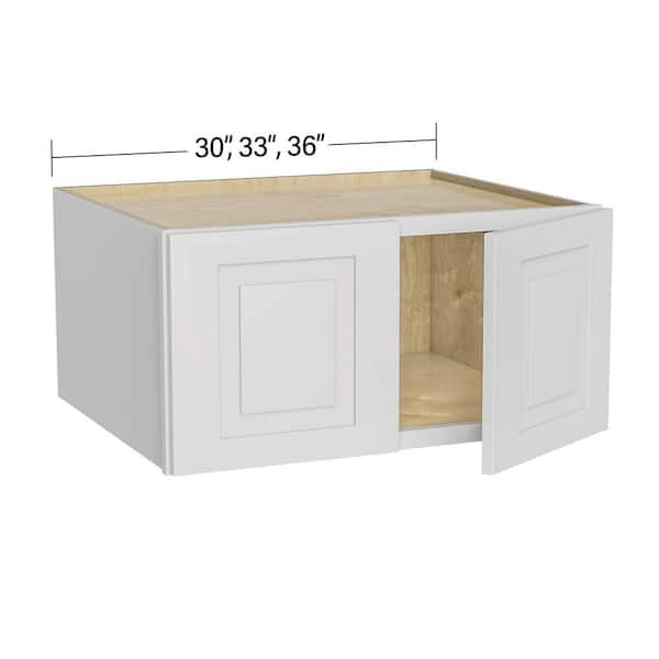 Home Decorators Collection Grayson 33 in. W x 24 in. D x 15 in. H Assembled Plywood Wall Bridge Kitchen Cabinet in Pacific White with Soft Close