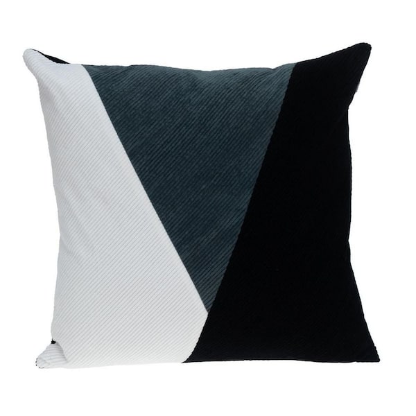 Black, Gray, White Geometric Polyester 20 in. x 20 in. Throw Pillow