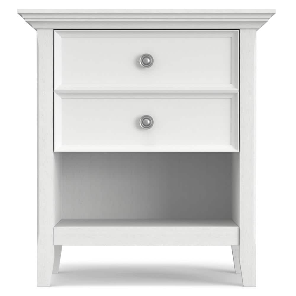 Amherst Solid Wood White 2-Drawer Bedside Table