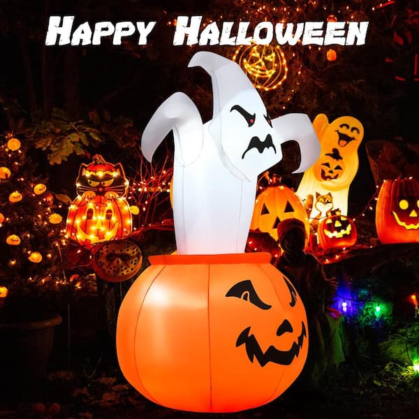 6 ft. Inflatable Ghost in Pumpkin Halloween Decoration with Built-in LED Light