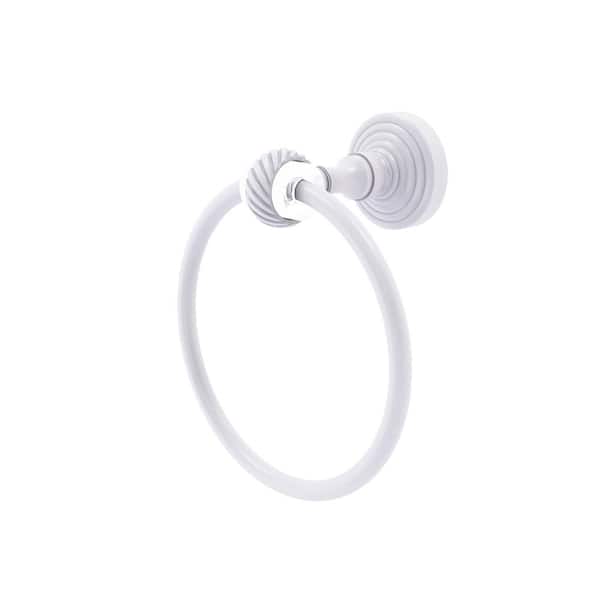 Allied Brass Pacific Grove Collection Wall Mounted Towel Ring with Twisted Accents in Matte White