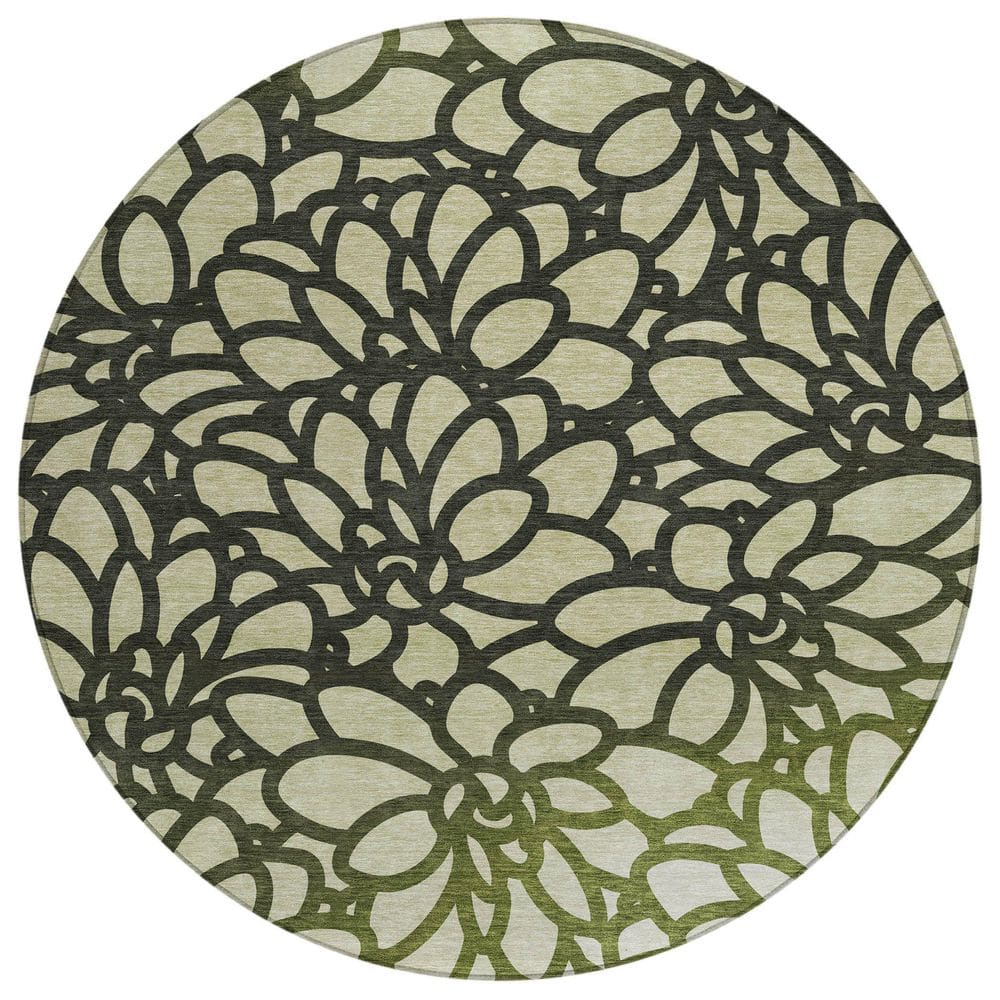 Chantille Machine Washable Indoor/Outdoor Abstract ACN2412 Aloe 8 ft. x 8 ft. Round Rug price history on PriceWatchPro