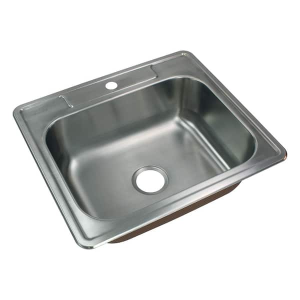 Transolid Classic Drop-In Stainless Steel 25 in. 1-Hole Single Bowl Kitchen Sink in Brushed Stainless Steel