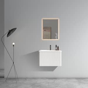 Aaby 24 in. W x 18 in. D x 15 in. H Wall Mounted Floating Bath Vanity Cabinet in White with White Ceramic Top and Sink