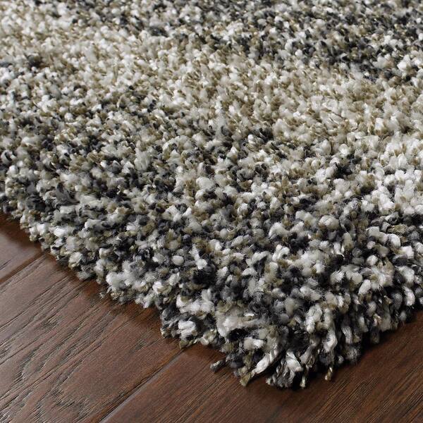 Hazel Grey/Charcoal 5 ft. x 8 ft. Waves Shag Area Rug