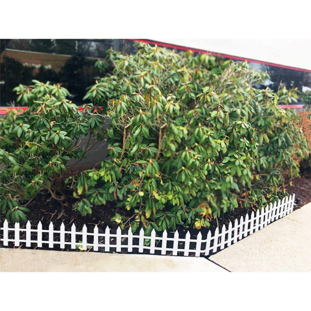 White Vinyl Freestanding Picket Garden Fence, 12 x 23 Inches