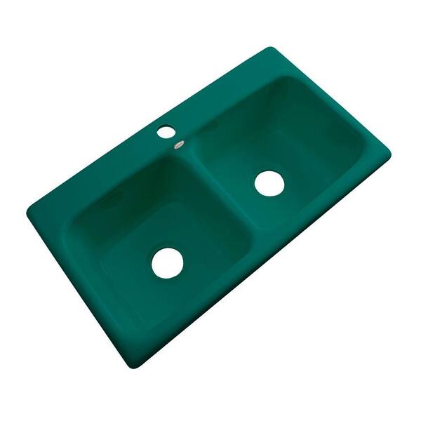 Thermocast Brighton Drop-in Acrylic 33x19x9 in. 1-Hole Double Bowl Kitchen Sink in Verde