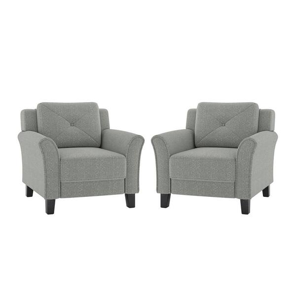 JAYDEN CREATION Anton Trasitional Lamb Wool Slipcovered Armchair Set of 2-Grey