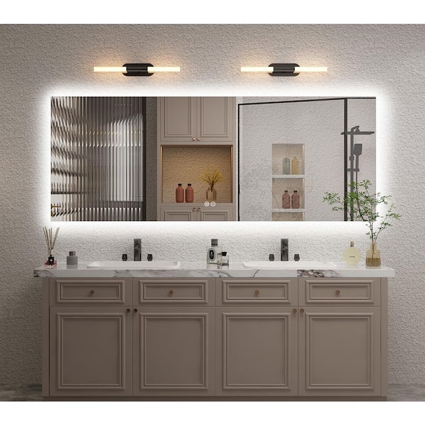 84 in. W x 32 in. H Rectangular Frameless Super Bright Backlit LED Anti-Fog Tempered Glass Wall Bathroom Vanity Mirror