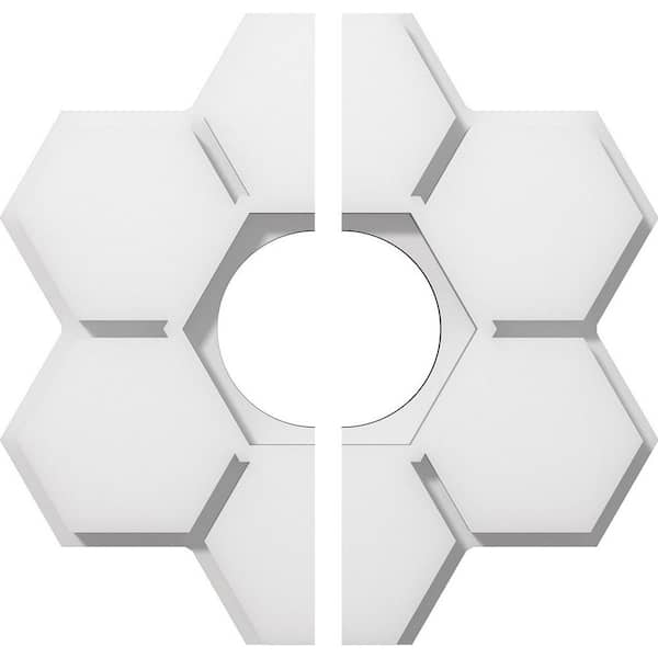 1 in. P X 3-1/2 in. C X 10 in. OD X 3 in. ID Daisy Architectural Grade PVC Contemporary Ceiling Medallion, Two Piece