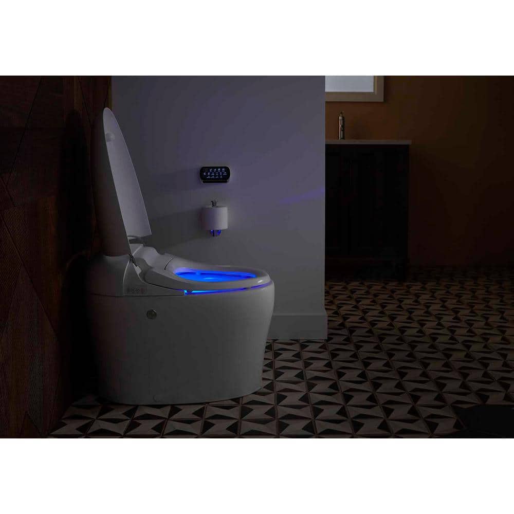 White Elongated Free Standing Dual Flush Toilet