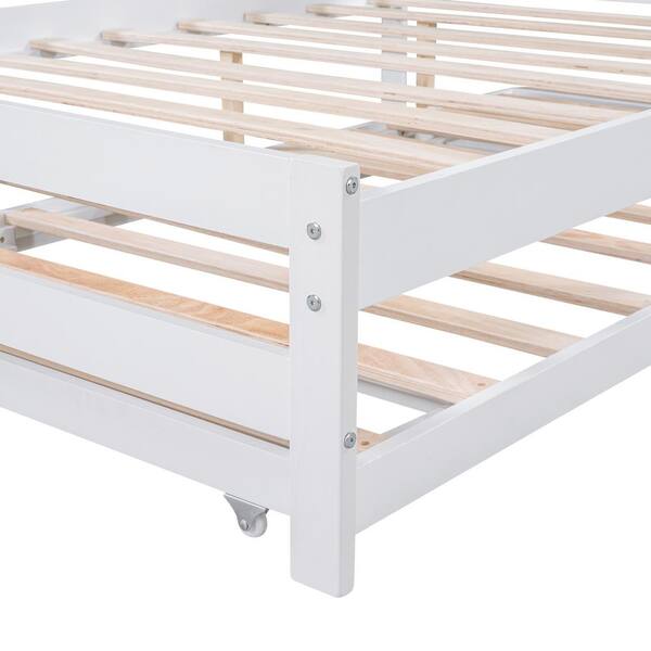 K&b Furniture Hi-Riser Metal Bed with Pop-Up in White