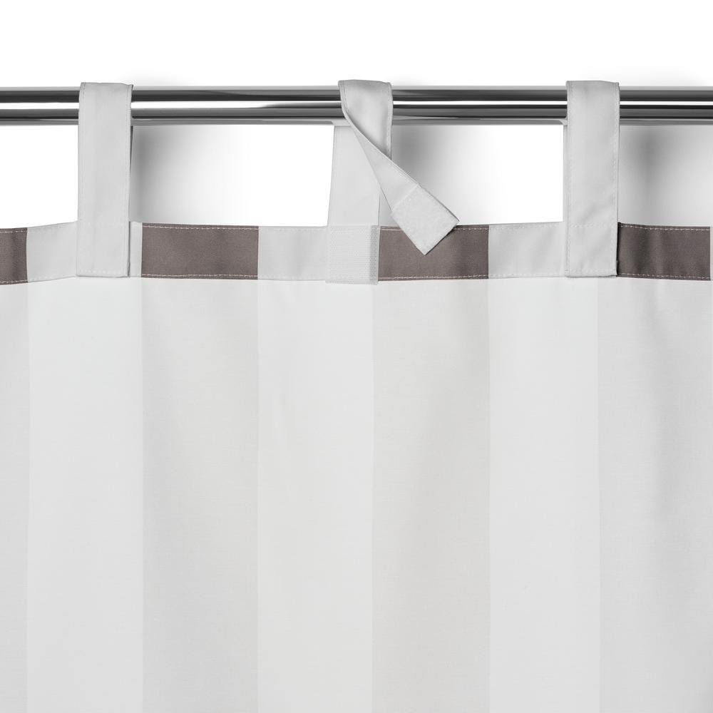 Gray and White Polyester Light-Filtering Tab Top Curtain Panel