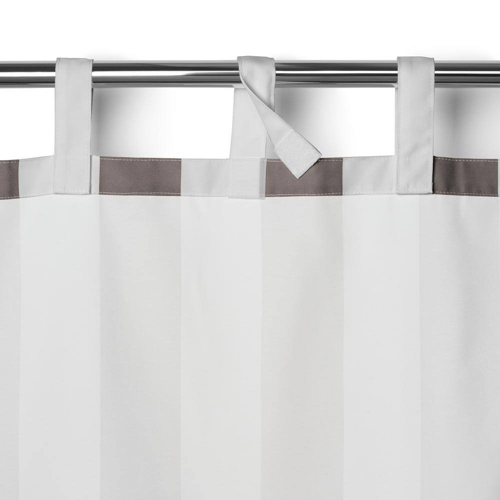 Gray and White Polyester Light-Filtering Tab Top Curtain Panel