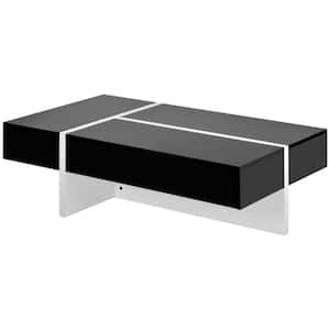 45.2 in. Contemporary Black Rectangle Shape Wood Coffee Table for Living Room,Center Table for Sofa