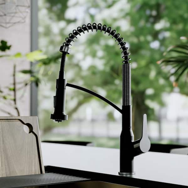 Scottsdale Single Handle Pull Down Sprayer Kitchen Faucet in Matte Black and Spot-Free Gunmetal Grey