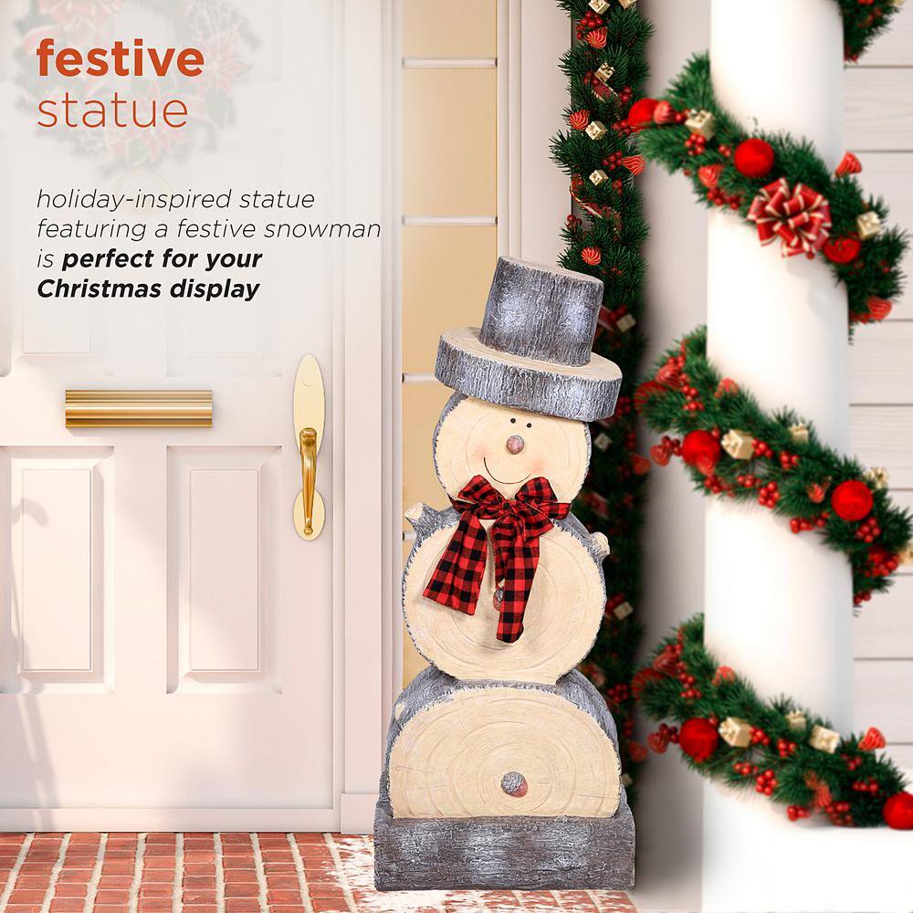 38" Rustic Wooden Snowman Holiday Table Decor