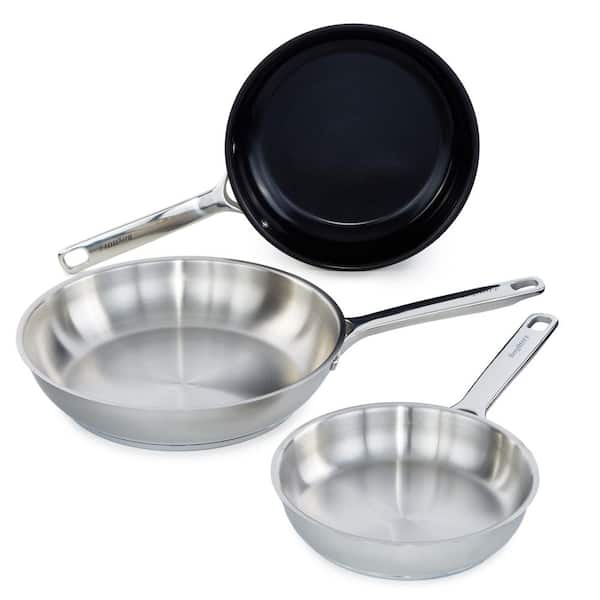 DiNA Helix 18/10 Stainless Steel 3-Piece Frying Pan Set, Recycled