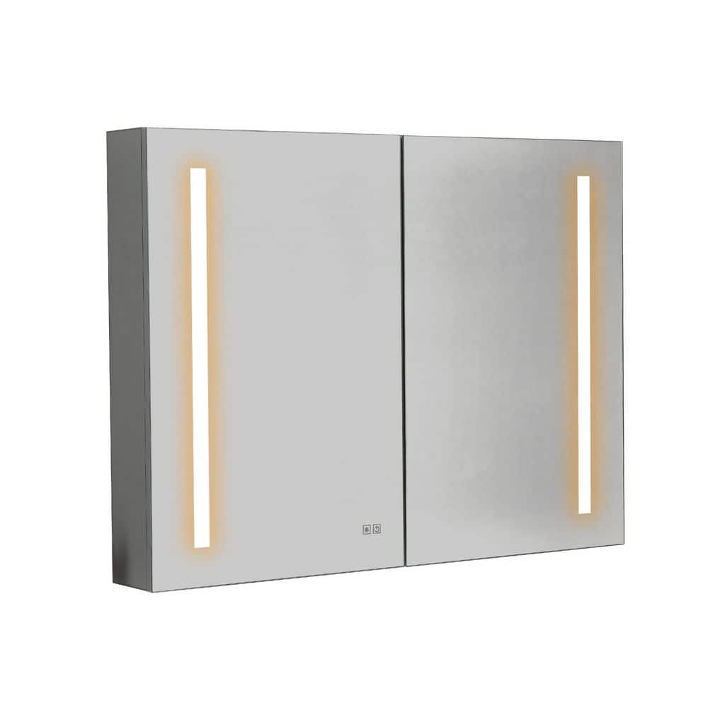 40 in. W x 30 in. H LED Rectangular Aluminum Alloy Medicine Cabinet with Mirror, Sockets, Dimmable, Anti-Fog price history on PriceWatchPro