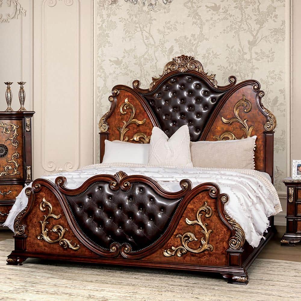 Furniture of America Gurando Brown Wood Frame King Panel Bed
