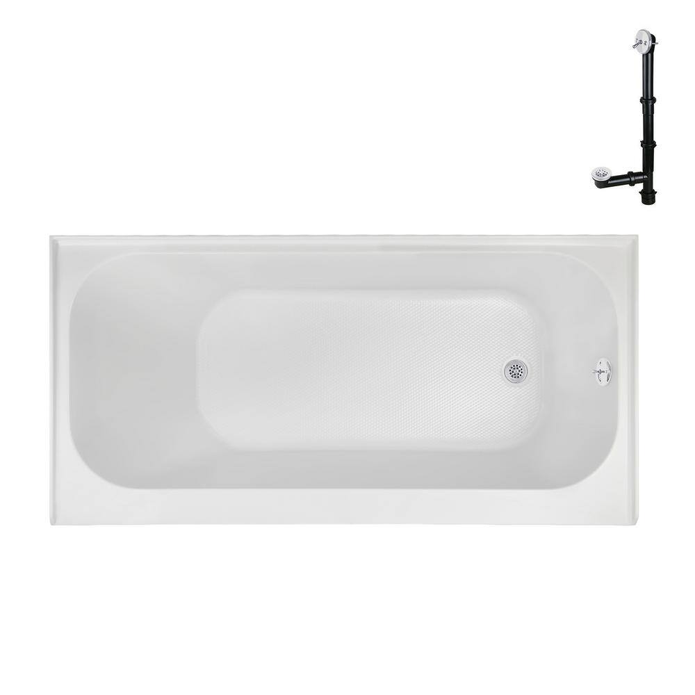 66" Glossy White Acrylic Right-Hand Drain Alcove Bathtub