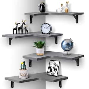 0.6 in. W x 16 in. D Grey Wall Mounted Wood Shelves Composite Decorative Wall Shelf, Set of 4