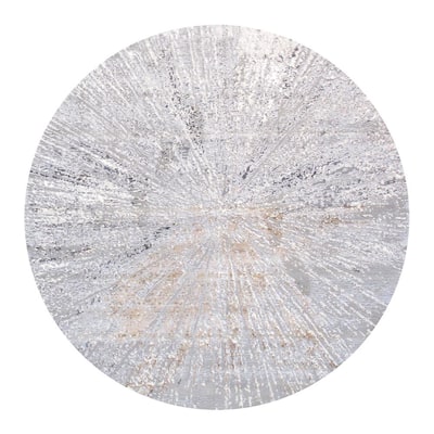 Starburst White 8 ft. x 8 ft. Round Polypropylene and Polyester Abstract Area Rug