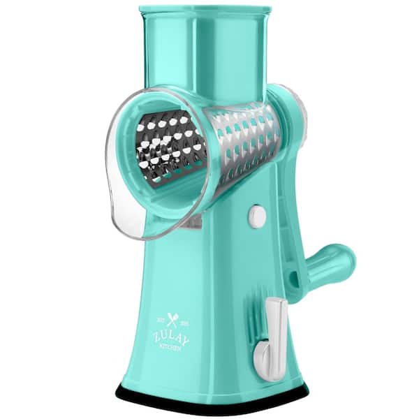 Rotary Cheese Grater 5-Blade Manual Hand Crank with Suction Base & 5 Interchangeable Drums
