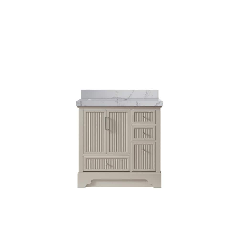 Alys 36 in. W x 22 in. D x 36 in. H Left Offset Single Sink Bath Vanity in Fine Grain with 2 in. Venatino qt Top price history on PriceWatchPro