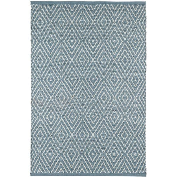 Diamond Handwoven Slate/Light Blue 3 ft. x 8 ft. Outdoor Runner Rug
