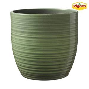 Vigoro 10 in. Chrysanthemum Medium White Textured Ceramic Pot (10 in. D x  9.3 in. H) with Attached Saucer CT1499-MTWH - The Home Depot