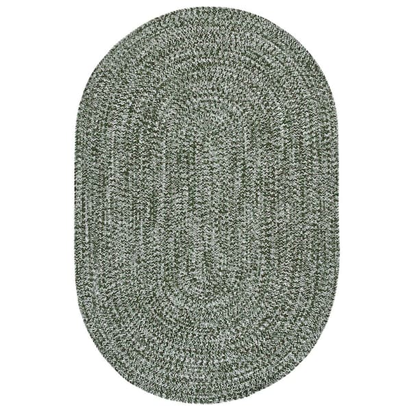 Braided 4 ft. x 6 ft. Oval Dark Green Solid Color Modern Washable Area Rug