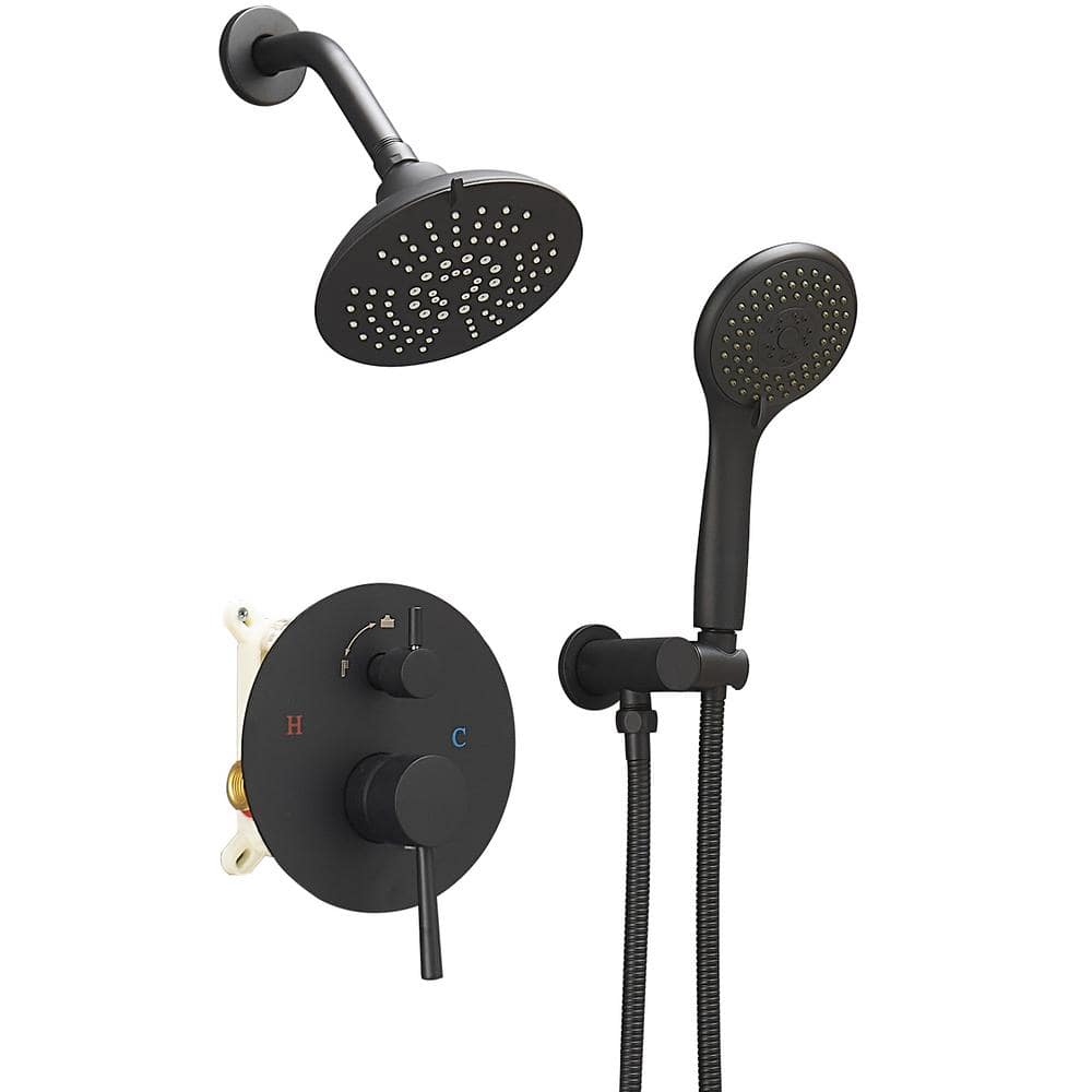 Single Handle 4-Spray Round Shower Faucet 2.5 Gpm with Detachable Handheld Shower in Black (Valve Included) price history on PriceWatchPro