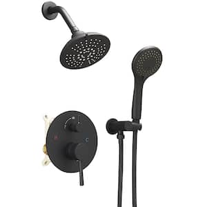 Single Handle 4-Spray Round Shower Faucet 2.5 GPM with Detachable Handheld Shower in. Black (Valve Included)