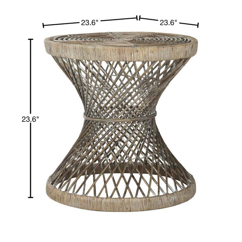 24" Transitional Gray Round Wood Accent Table