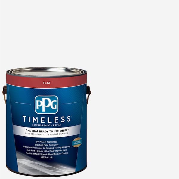 PPG TIMELESS 1 gal. White Flat Exterior Ready to Use One-Coat Paint with Primer