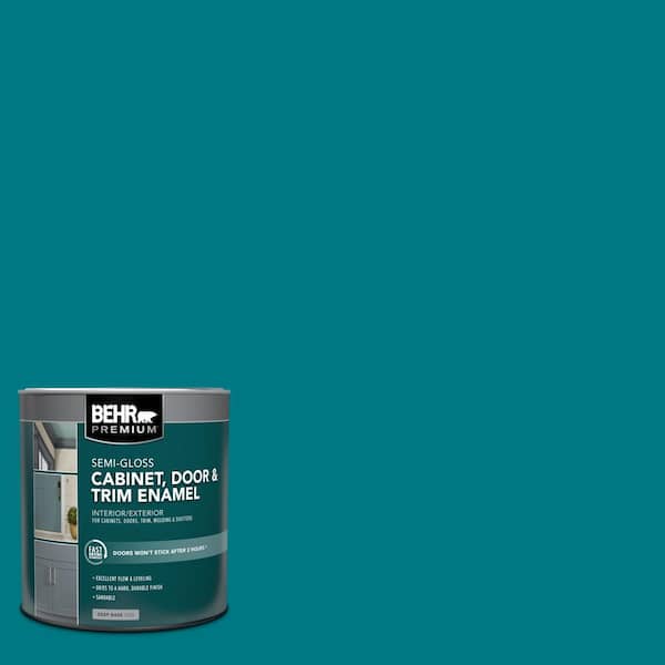 BEHR PREMIUM 1 qt. #P470-7 The Real Teal Semi-Gloss Enamel Interior/Exterior Cabinet, Door & Trim Paint
