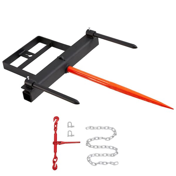 39 in. Hay Spear Bale Spears 1600 lbs. Loading Capacity Skid Steer Loader Tractor Bucket Attachment with 17.5 in.