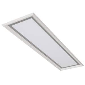 Augusta 50 in. x 15 in. Satin Nickel, White Frame CCT Selectable LED Flush Mount Ceiling Light 4000 Dimmable Lumens