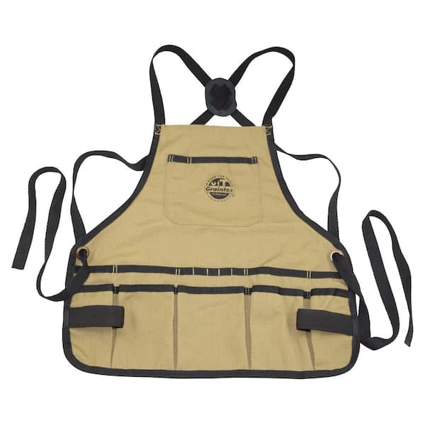 16-Pocket Rip-Stop Canvas Khaki Bib Apron