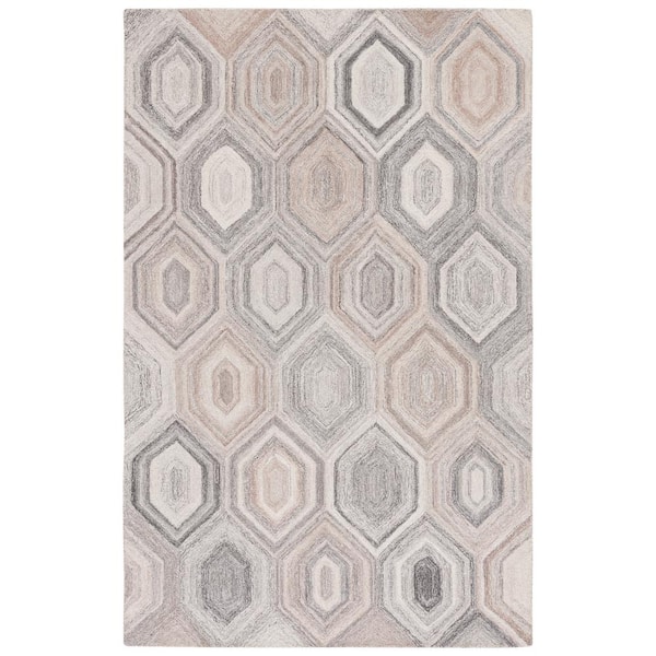 SAFAVIEH Abstract Natural/Gray 4 ft. x 6 ft. Abstract Geometric Area Rug