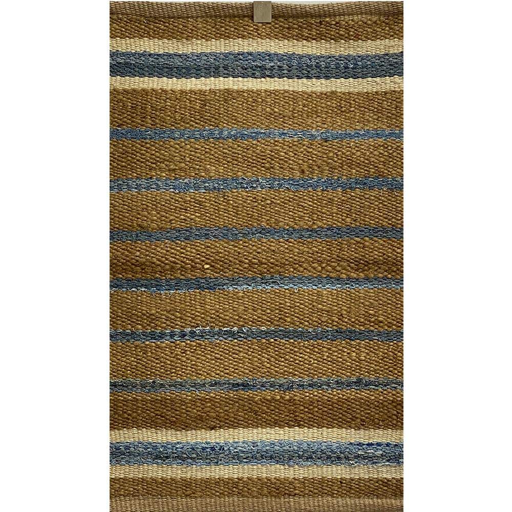 Accord Blue 2 ft. 6 in. x 4 ft. Coastal Striped Organic Jute Area Rug