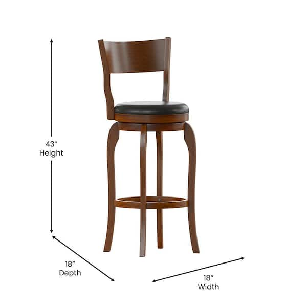 TAYLOR LOGAN 43.25 in. Antique Oak Black Full Wood Bar Stool