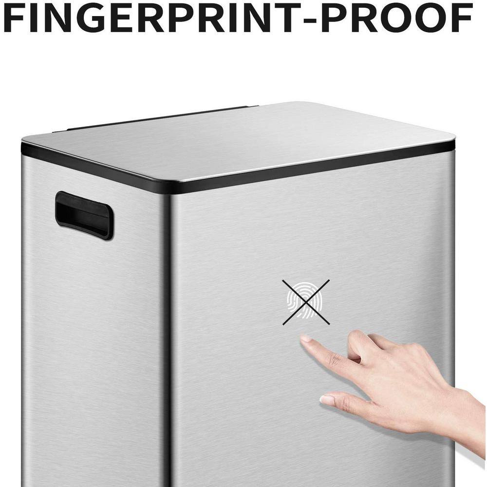 Stainless Steel Dual Compartment Step Trash Can with Soft Close Lid