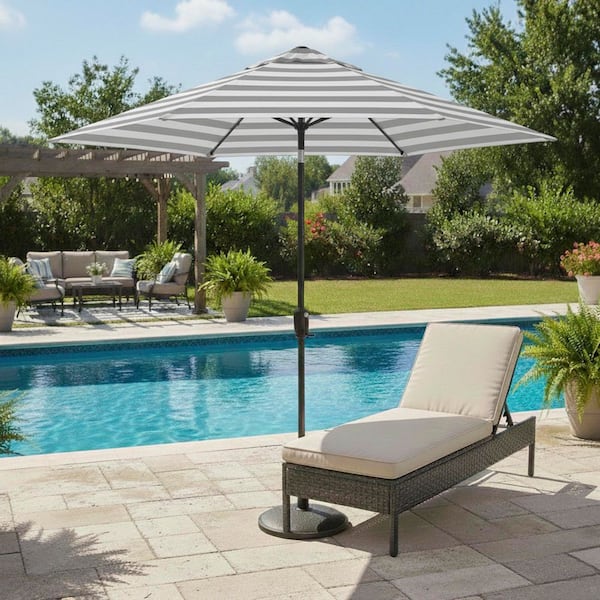brown jordan patio umbrella Summit 7' Square Umbrella - Textured Pewter