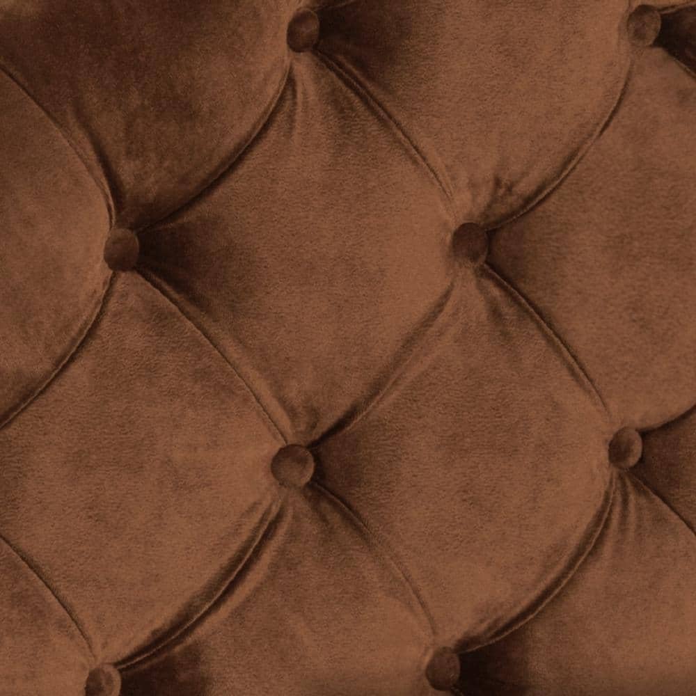 King Chocolate Velvet Tufted Headboard with Nailhead Trim