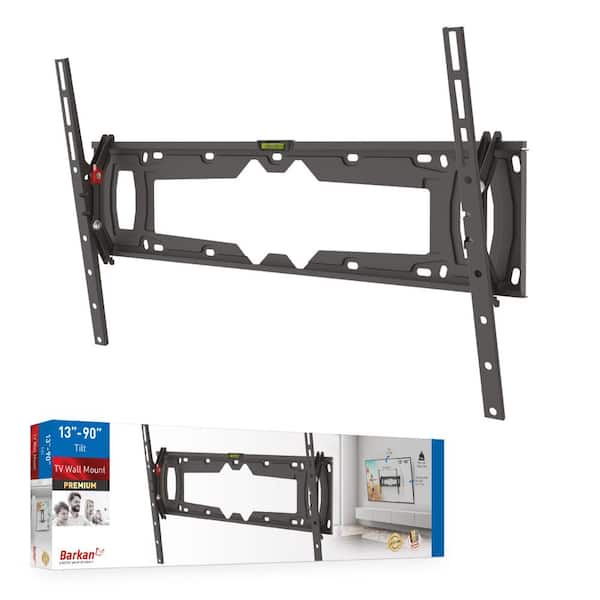 Barkan a Better Point of View Barkan 32" to 90" Tilt Flat / Curved TV Wall Mount, Black, Auto Locking Patent, Touch & Tilt, Bubble Level Included