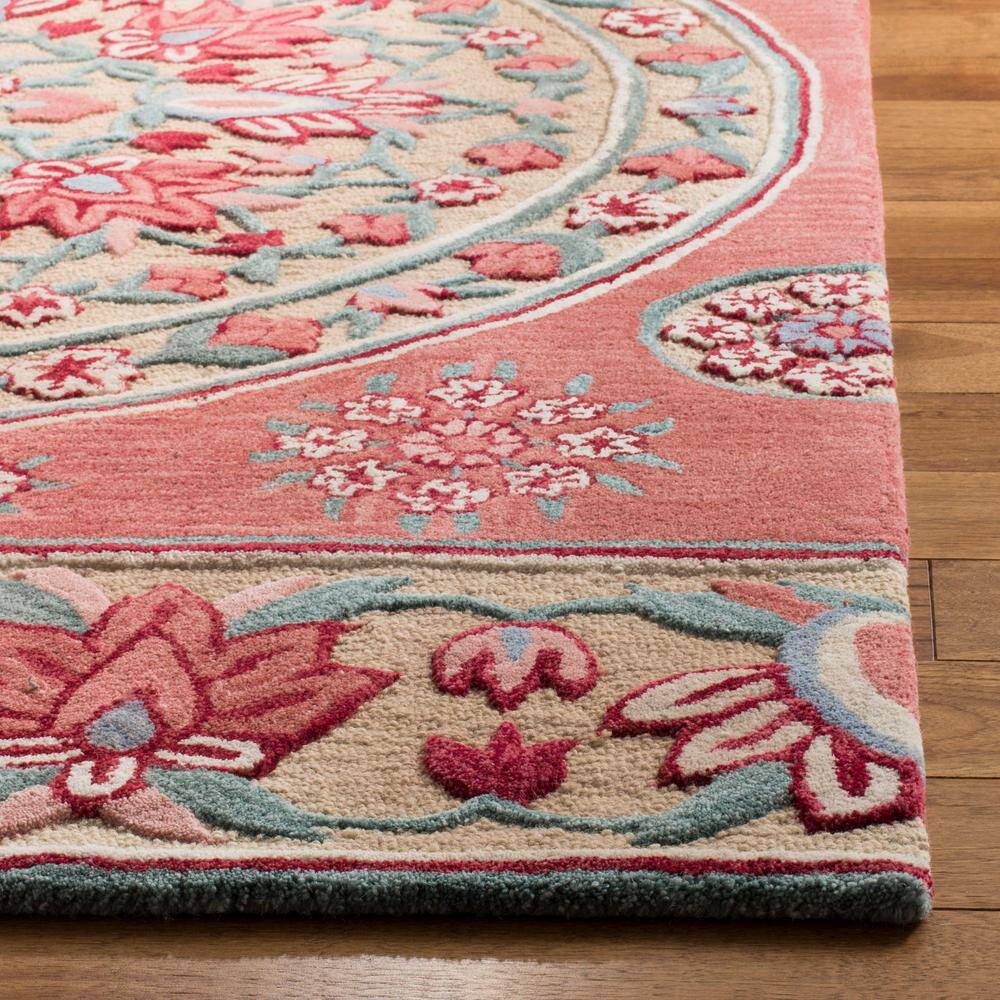 Red and Beige Handmade Wool Tufted Area Rug 3' x 5'