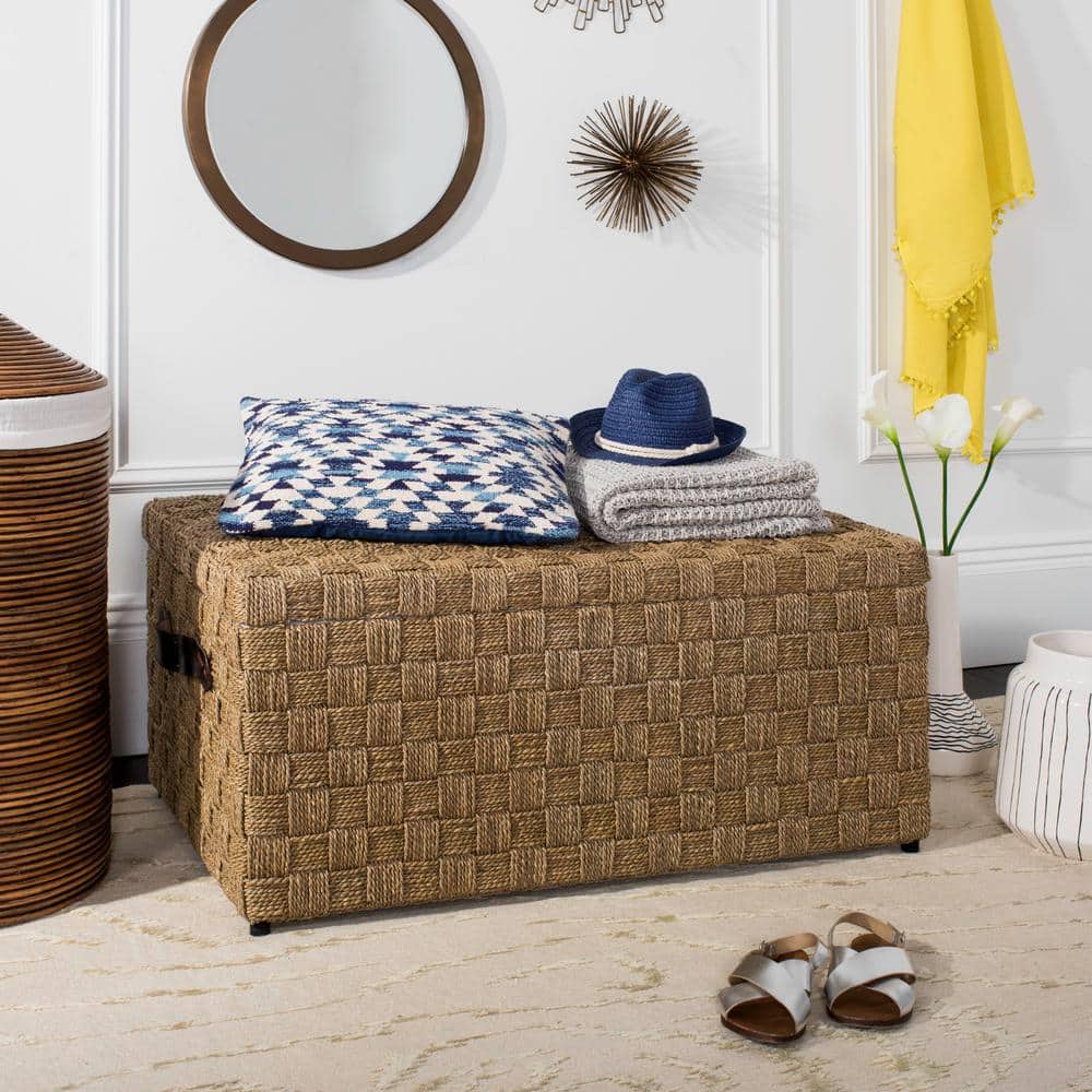 Ashban Coastal Woven Seagrass 39" Coffee Table Trunk in Burlap Brown